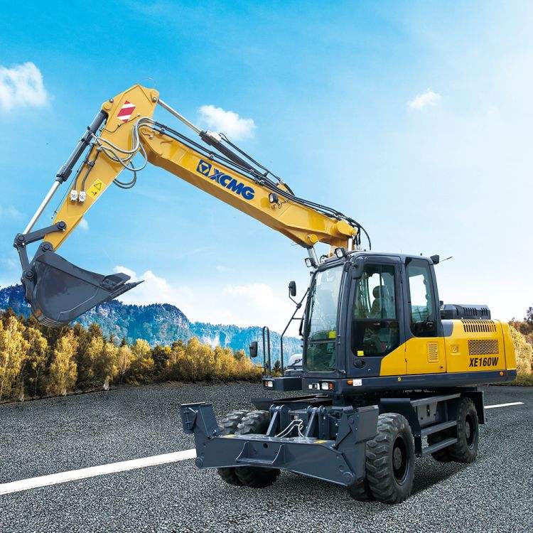 New 15 Ton XE160W Hydraulic Wheel Excavator Euro Stage IV Construction Machinery